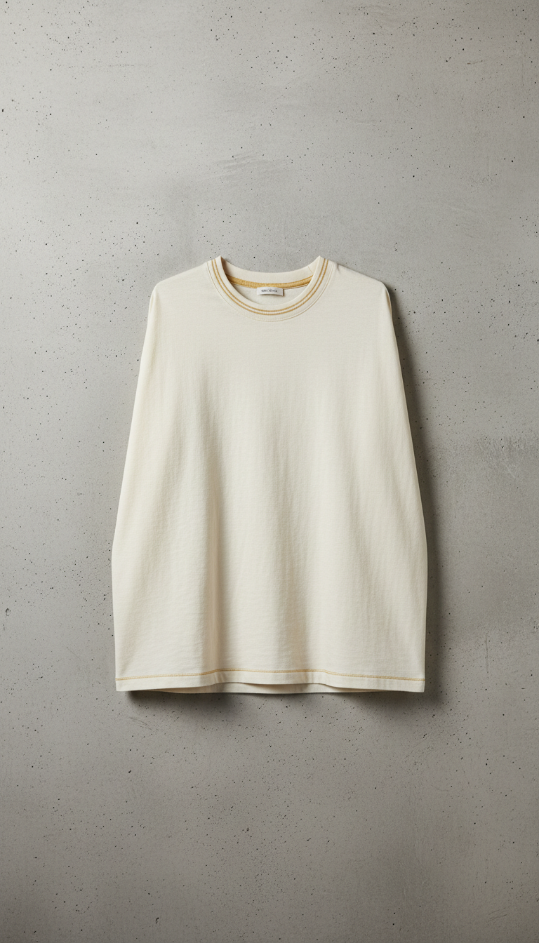 Structured cotton tee with gold accent